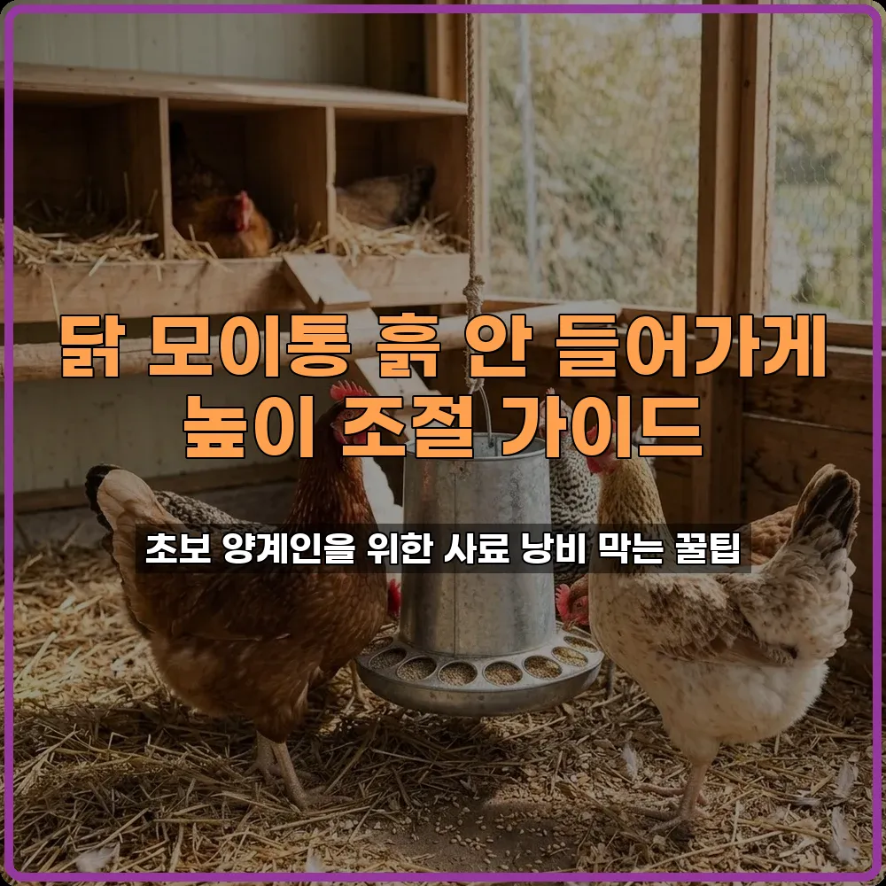 닭 모이통 흙 안 들어가게 높이 조절