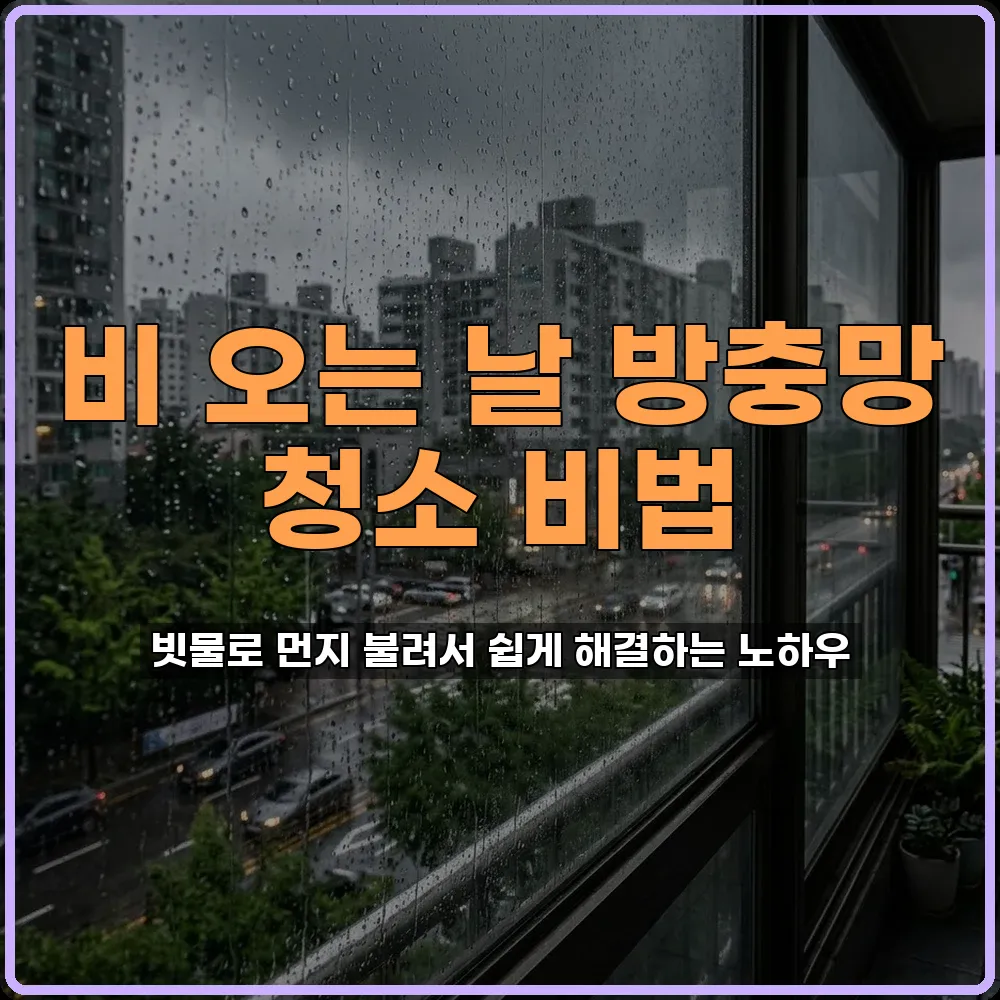 봄비 오는 날 베란다 방충망 먼지 빗물로 불려 청소하기