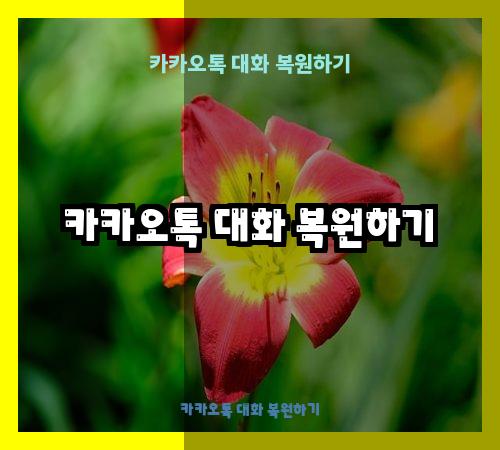 카카오톡 대화 복원하기