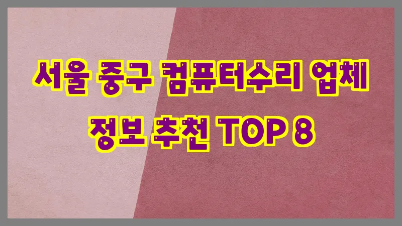 서울 중구 컴퓨터수리 업체 정보 추천 TOP 8