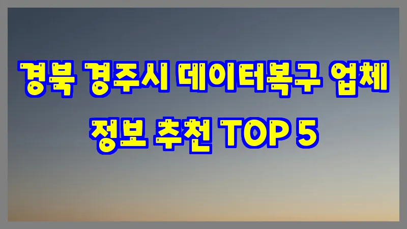 경북 경주시 데이터복구 업체 정보 추천 TOP 5