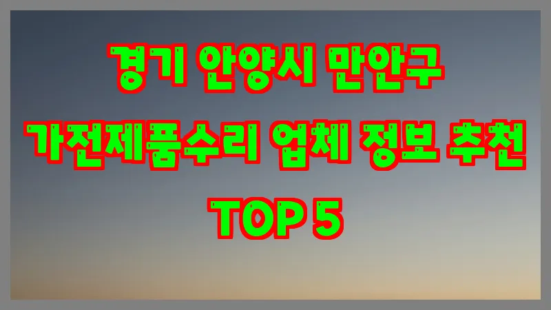 경기 안양시 만안구 가전제품수리 업체 정보 추천 TOP 5