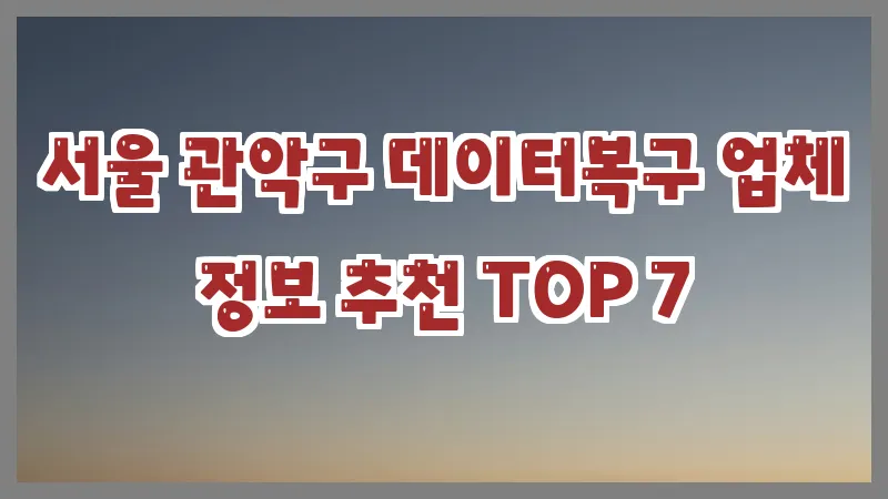서울 관악구 데이터복구 업체 정보 추천 TOP 7