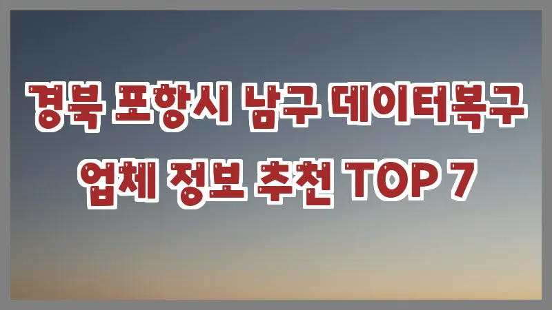 경북 포항시 남구 데이터복구 업체 정보 추천 TOP 7