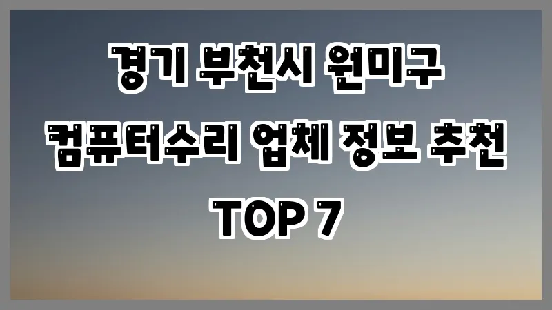 경기 부천시 원미구 컴퓨터수리 업체 정보 추천 TOP 7