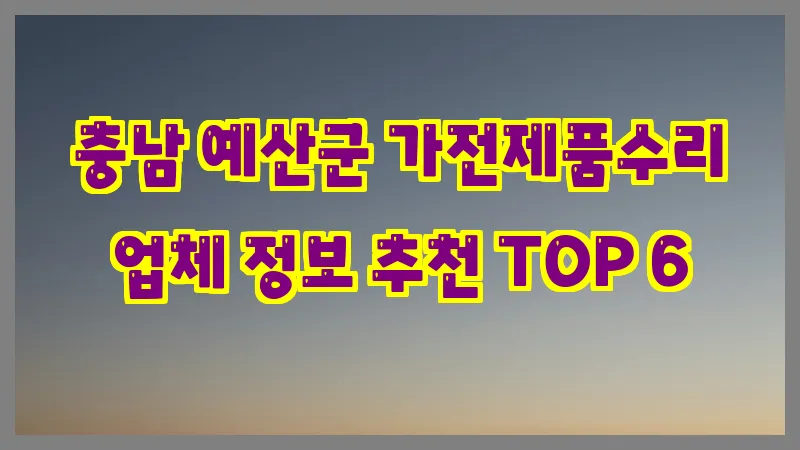 충남 예산군 가전제품수리 업체 정보 추천 TOP 6