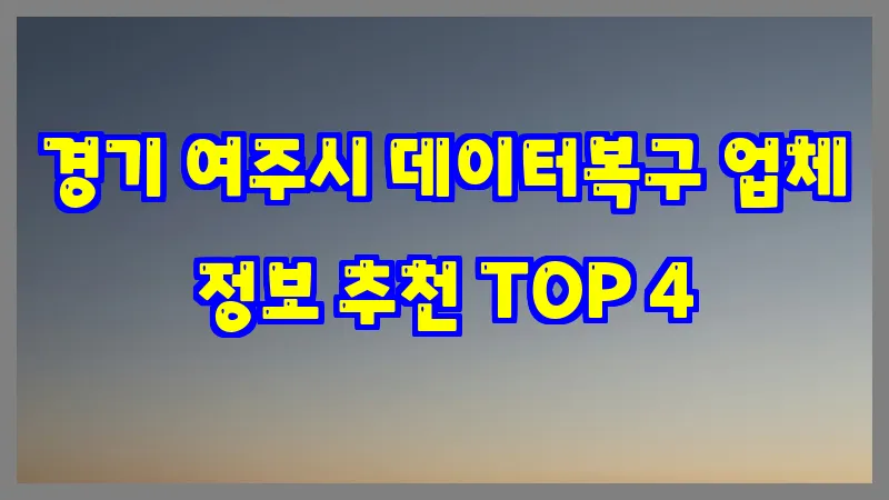 경기 여주시 데이터복구 업체 정보 추천 TOP 4