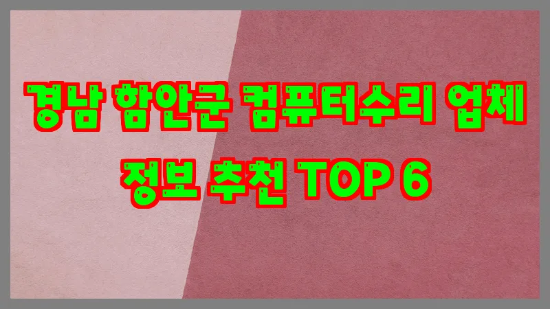 경남 함안군 컴퓨터수리 업체 정보 추천 TOP 6