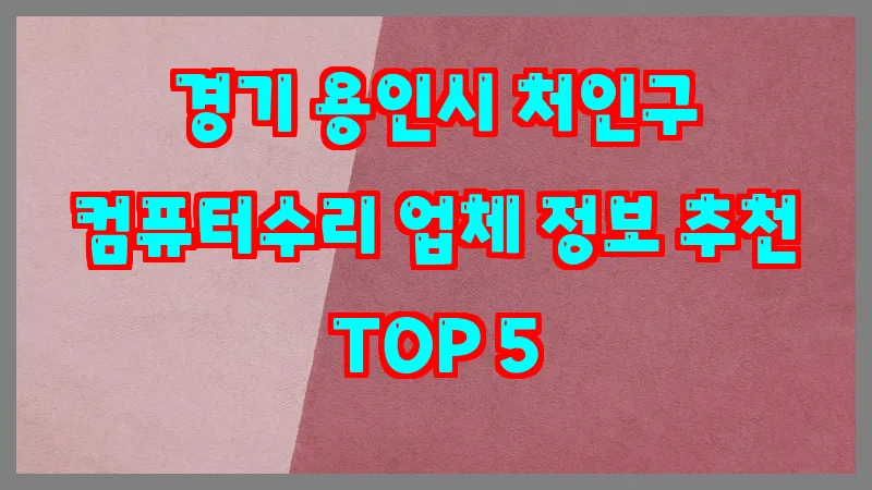 경기 용인시 처인구 컴퓨터수리 업체 정보 추천 TOP 5