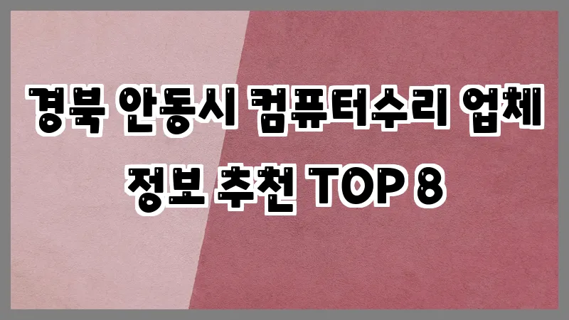 경북 안동시 컴퓨터수리 업체 정보 추천 TOP 8