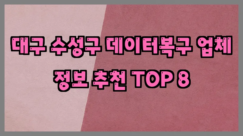 대구 수성구 데이터복구 업체 정보 추천 TOP 8