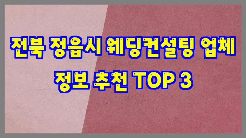 전북 정읍시 웨딩컨설팅 업체 정보 추천 TOP 3
