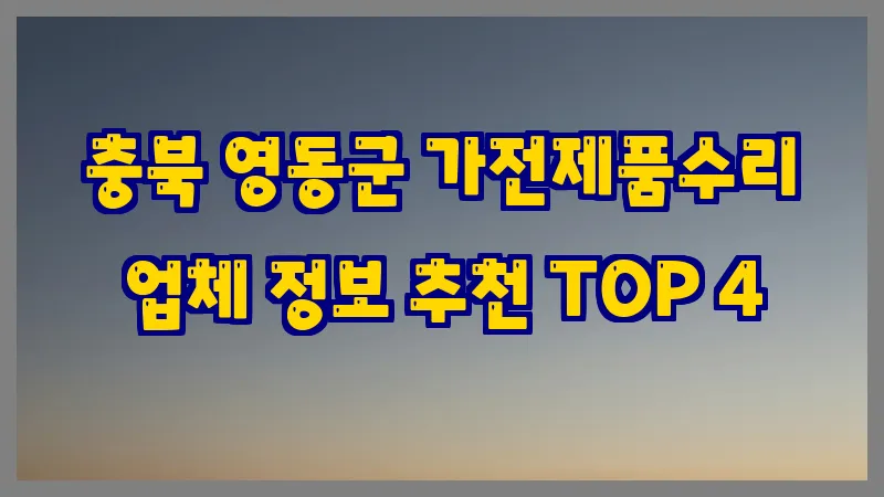 충북 영동군 가전제품수리 업체 정보 추천 TOP 4