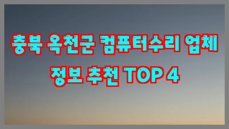 충북 옥천군 컴퓨터수리 업체 정보 추천 TOP 4