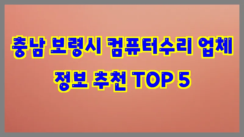 충남 보령시 컴퓨터수리 업체 정보 추천 TOP 5