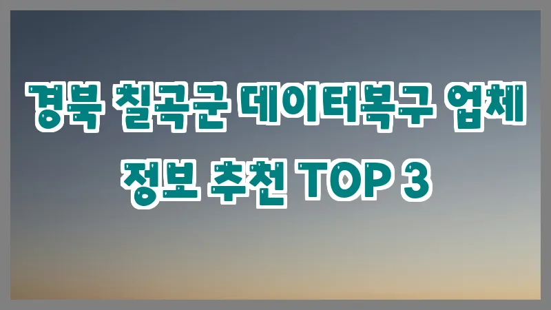 경북 칠곡군 데이터복구 업체 정보 추천 TOP 3