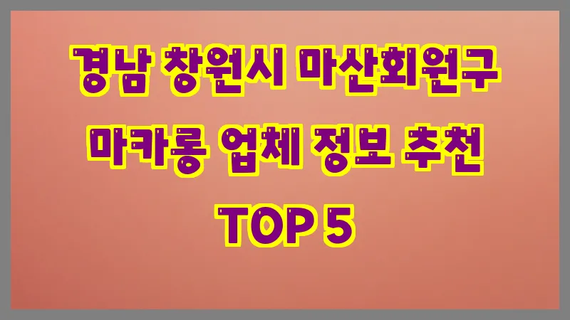 경남 창원시 마산회원구 마카롱 업체 정보 추천 TOP 5