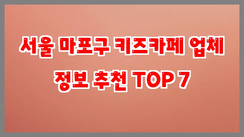 서울 마포구 키즈카페 업체 정보 추천 TOP 7