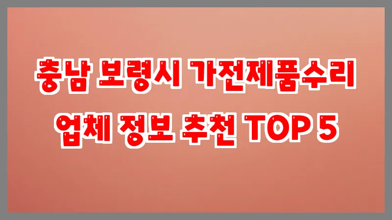 충남 보령시 가전제품수리 업체 정보 추천 TOP 5