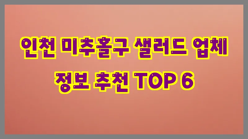 인천 미추홀구 샐러드 업체 정보 추천 TOP 6