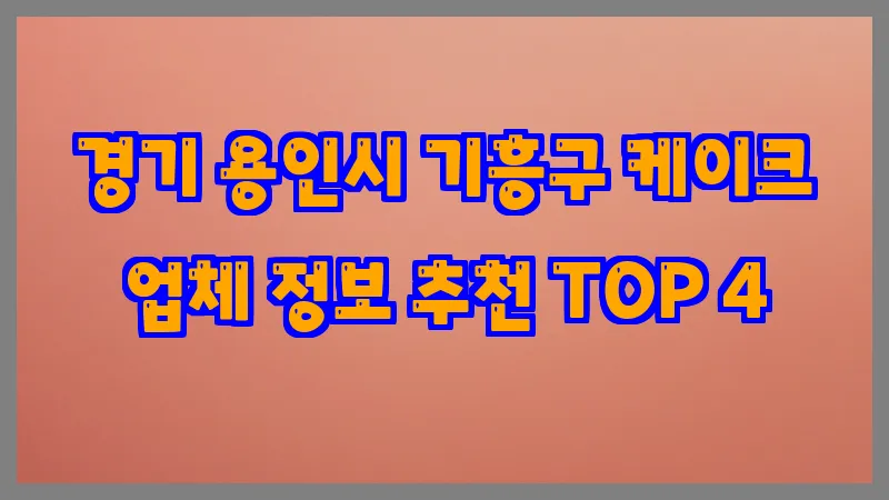경기 용인시 기흥구 케이크 업체 정보 추천 TOP 4