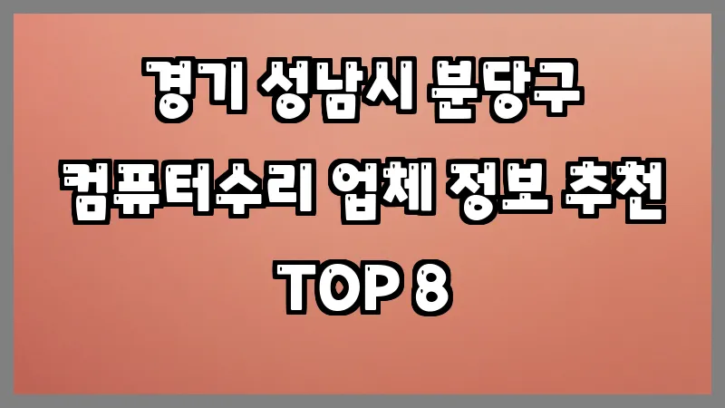 경기 성남시 분당구 컴퓨터수리 업체 정보 추천 TOP 8