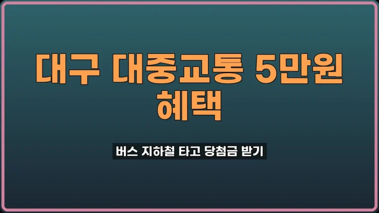 대구 교통카드 이벤트 5만원 혜택 챙기는 법